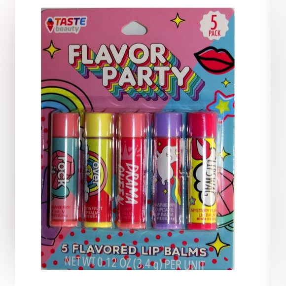 Taste Beauty Lip Balm 5 Tube‎ Bundle Pack Flavor Party GREAT GIFT Set Brand New - Picture 1 of 3